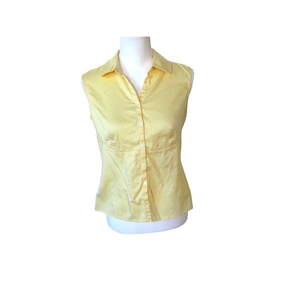 Anne Klein Women's Yellow Sleeveless Button Front Blouse Size Small - Picture 1 of 11